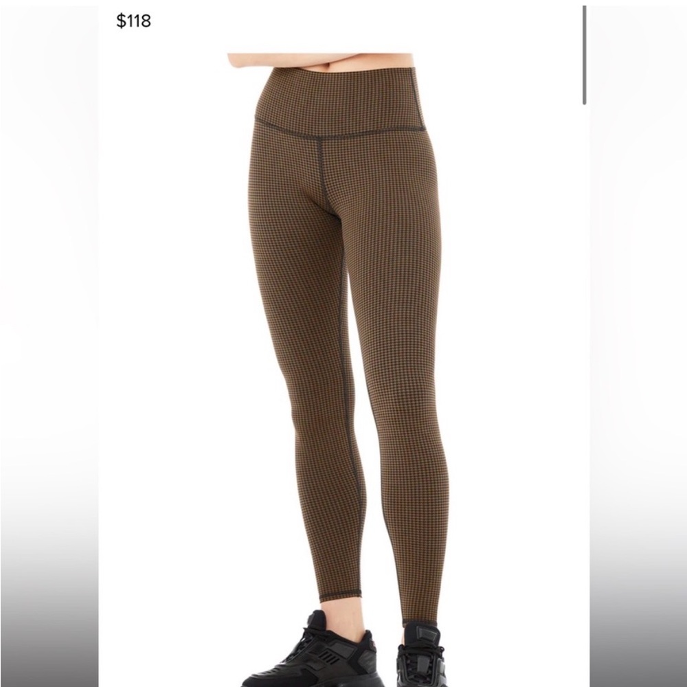 ALO Yoga High-Waisted Micro Houndstooth Cocoa & Black Leggings